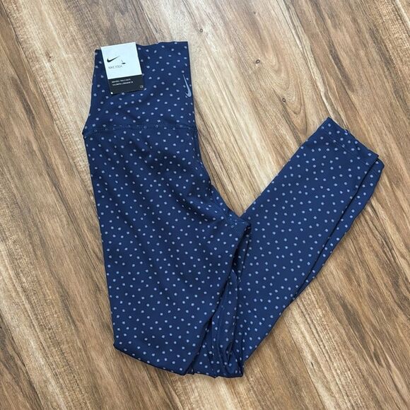 Nike Yoga Navy Blue Polka Dot Twist LeggingsSize XS NWT - Picture 2 of 5